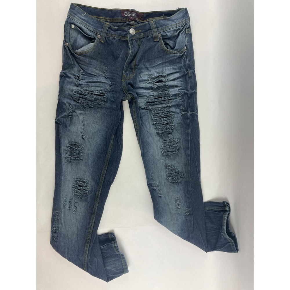 GS-115 Jeans Men's Size 32 Dark Wash Distressed Outdoor Casual Pockets Denim